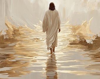 Jesus Walking on Water Art Print: Modern Christian Home Decor (Digital Download)
