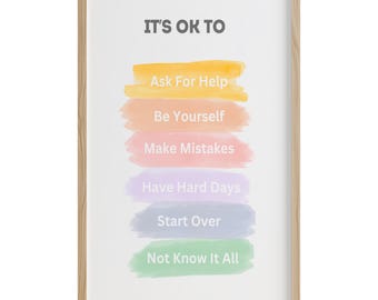 It's Okay to Not Be Okay Poster - Boho Classroom Decor (Instant Download)