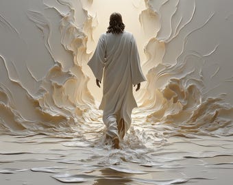 Jesus Christ Walking on Water Print: Modern Christian Wall Art (Digital Download)