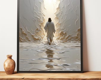 Jesus Walking on Water Print: Modern Christian Wall Art (Digital Download)