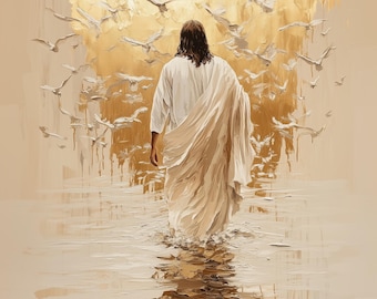 Jesus Walking on Water Print: Christian Bible Wall Art (Digital Download)