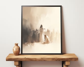 Jesus Healing Art Print | Bible Verse Christian Home Decor (Digital Download)