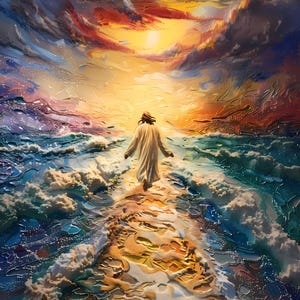 Jesus Walking on Water Print: Christian Bible Verse Art (Digital Download)