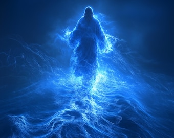 Jesus Walking on Water Print: Christian Bible Verse Art (Digital Download)