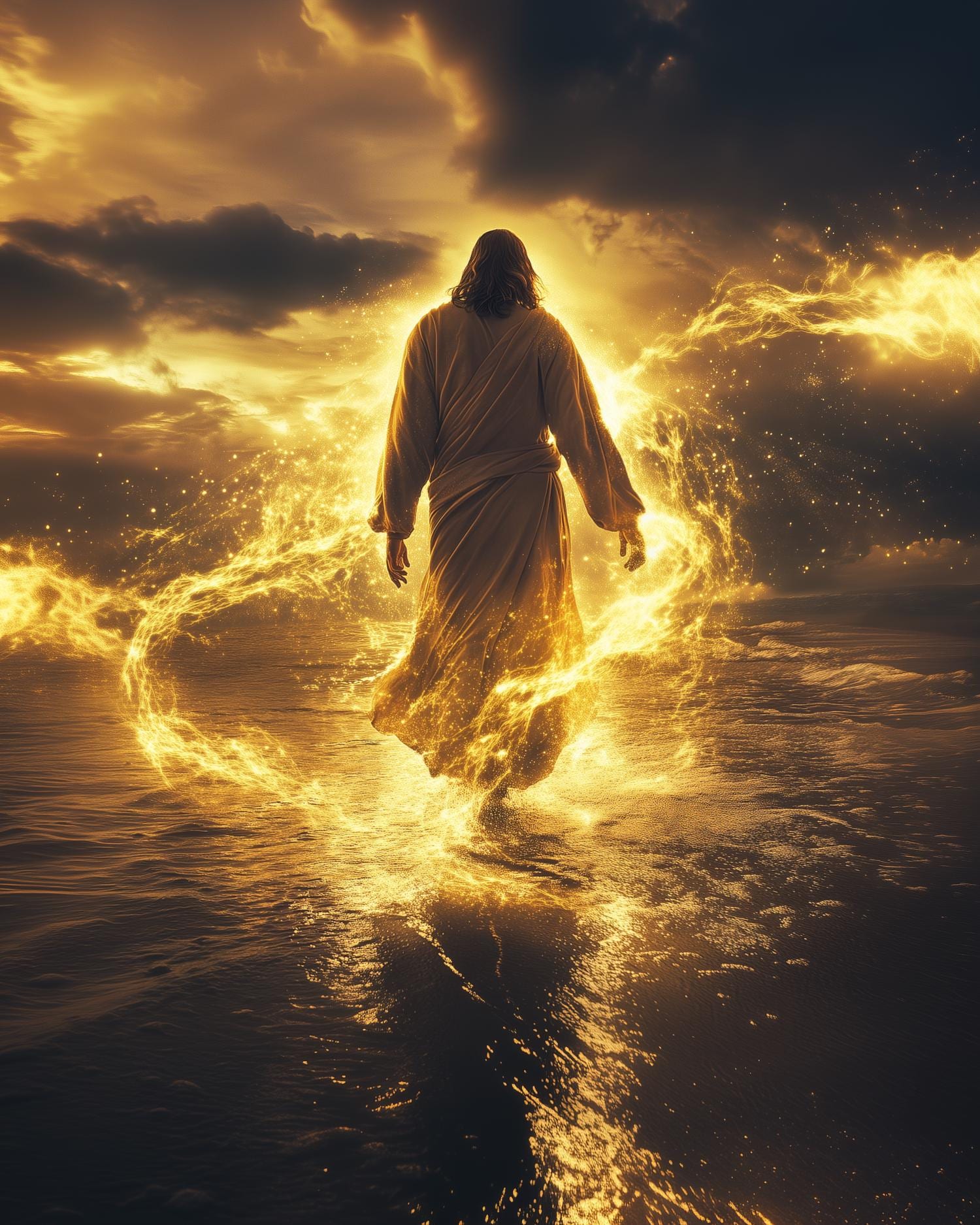 Jesus Walking on Water | Digital Download | Bible Verse Wall Art | Gift Trendy | Living Room Home Decor | Framed Canvas | Christian Print