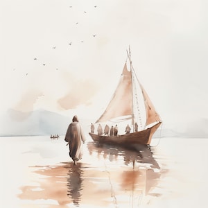 Jesus Walking on Water Print: Bible Verse Wall Art (Digital Download)