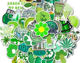 50Pcs Green Theme Stickers DIY Laptop Luggage Guitar Bicycle Skateboard Dec