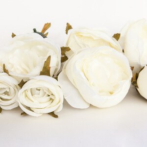 Set of 9 Small to Large Cabbage Roses in Ivory White Silk Artificial Flowers read description ITEM 01004 image 1