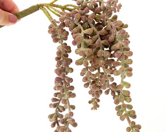 Fake Succulents - Donkey Tail, Hanging Sedum Stonecrop Succulent Pick in Frosted Burgundy Green - Succulent, Artificial Flowers - ITEM 01478