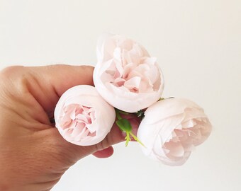 12 Mini Peonies in Light Blush Pink - Artificial Flowers, Fake Flowers, Pink Peony, Light Pink Peonies, Peony Buds - ITEM 01520