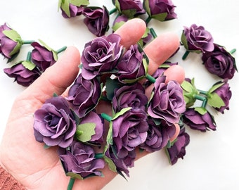 30 Mini Roses in Purple - SMALL Artificial Roses, Small Purple Roses, Artificial Flowers -see description- ITEM 01318