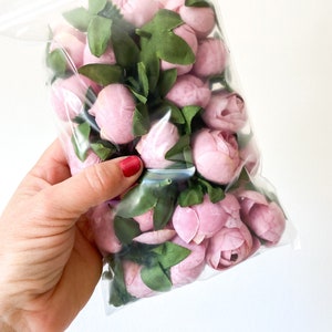 GRAB BAG #10 - 24 Small Artificial Peony Buds in Dusty Pink - as is peony buds - artificial flower, small peony buds - craft supplies