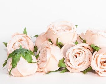 12 Small Cabbage Roses in Creamy Blush Pink -Flowers, Silk flowers, Artificial Flowers -read description-ITEM 01337