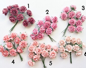 Pink Tones Mulberry Paper Flowers - CH00SE COLOR - Pink Paper Flowers - Pink Mulberry Flowers - Paper Roses