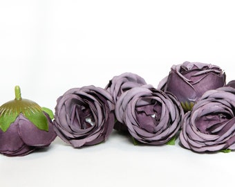 10 Gorgeous Small Roses in Dark Purple - Artificial Flowers, Roses, Small Roses - ITEM 01511