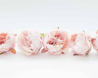 10 Mini Peonies in Light Pink - Silk Artificial Flowers - ITEM 01211