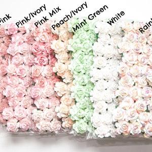 25-50 Wild Roses Mulberry Paper - CHOOSE COLOR - Paper Roses, Wild Roses - Mulberry Paper Roses - Pink, Rainbow, Peach, white, Mint...