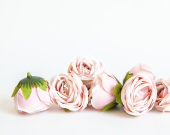 10 Gorgeous Small Roses in White and Pink - Artificial Flowers, Roses, Small Roses - AS IS - ITEM 0901