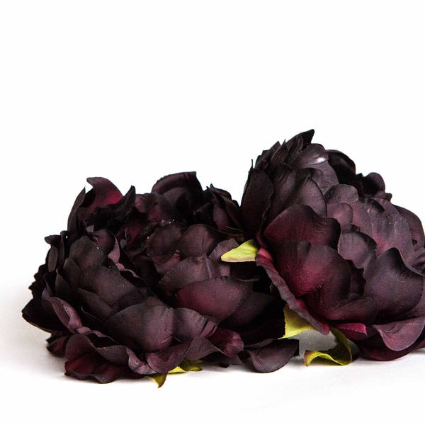 silk flowers - STUNNING Artificial Peony in Eggplant Burgundy - artificial flower - ITEM 01247