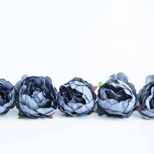 10 Mini Peonies in Antique Blue - Silk Artificial Flowers - ITEM 01214