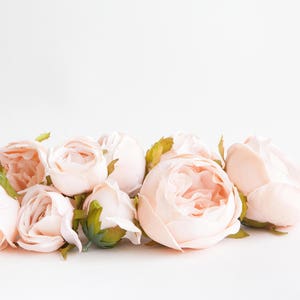Set of 9 Small to Large Cabbage Roses in Creamy Blush Pink Flowers, Silk flowers, Artificial Flowers read description ITEM 01194 image 1