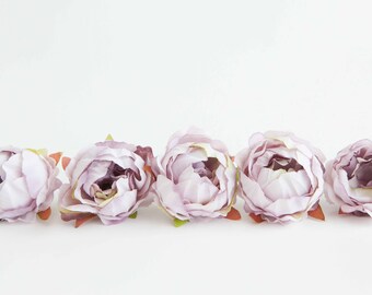 10 Mini Peonies in Light Lavender Purple - Silk Artificial Flowers - ITEM 01217