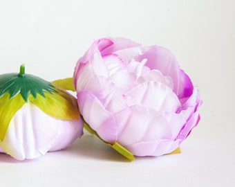 Full Double Peony in Lilac and White -  Artificial Flowers - purple peony, light purple peonies, Artificial Peonies - ITEM 01536