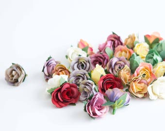 Over 30 Random Mix Mini Roses - SMALL Artificial Roses - read description - ITEM 01221