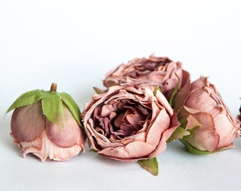 5 Dry Look Budding Peonies in Brown - Artificial Flowers - Artificial Peony - Peony Heads - Flower Crown - Flower Letter - DIY - ITEM 01604