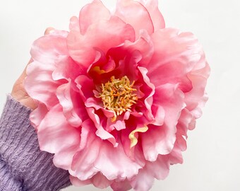 Large Silk Peony in Two Tone Light Pink - 6.5 inches - artificial flower, flower head - ITEM 0451