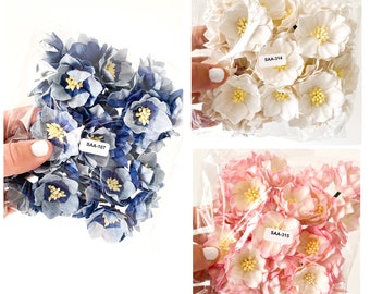 25 Lotus Mulberry Paper Flowers - CHOOSE COLOR - Blue, Pink, White - Mulberry Paper Lotus, Artificial Flowers