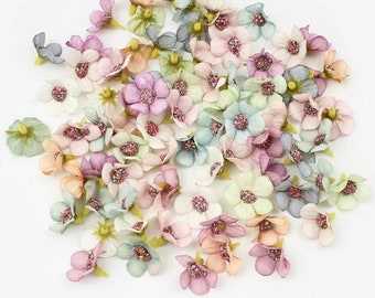 up to 50 Tiny Blossoms in Pastel Colors - Read Description - Artificial Flowers - Pastel Blossoms - ITEM 01489