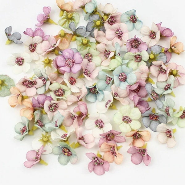 up to 50 Tiny Blossoms in Pastel Colors - Read Description - Artificial Flowers - Pastel Blossoms - ITEM 01489