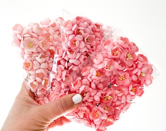 50 Cherry Blossom Mulberry Paper Flowers in Pink Tones - CHOOSE COLOR - Paper Cherry Blossoms, Paper Flowers