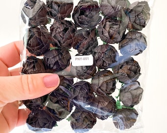 50 Mulberry Paper Ranunculus Buds in Black - Artificial Flowers, Paper Flowers, Paper Ranunculus - ITEM 01731