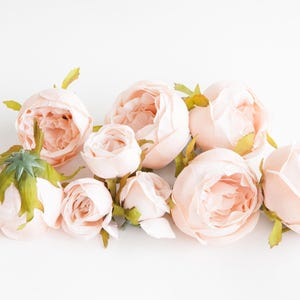 Set of 9 Small to Large Cabbage Roses in Creamy Blush Pink Flowers, Silk flowers, Artificial Flowers read description ITEM 01194 image 8