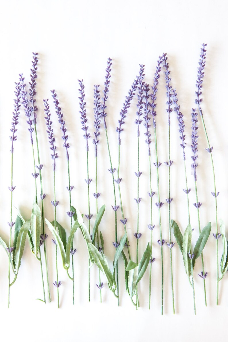 Faux Lavender 13 Artificial Lavender Stems in Light Purple Etsy