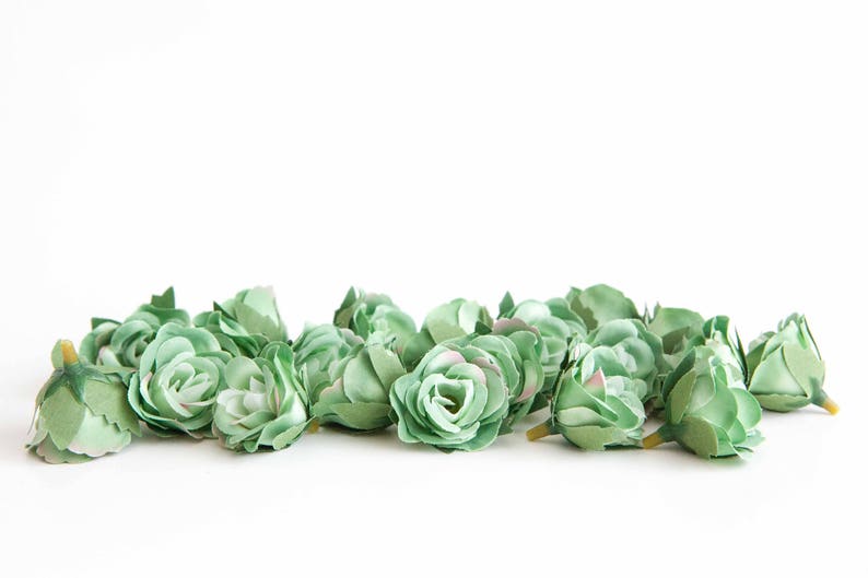 30 Mini Roses in Two Tone Sage Green SMALL Artificial Roses Etsy