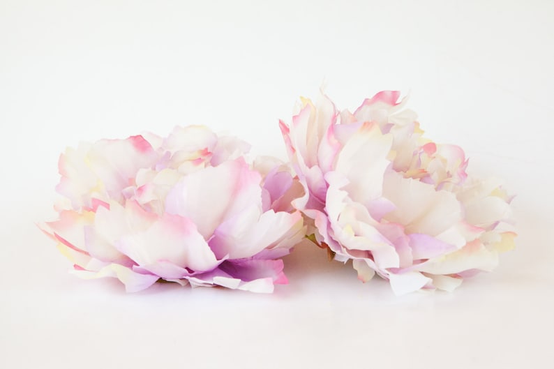 ITEM 0599 Artificial Silk Flower EXTRA LARGE Ivory and Pink Tones Peony 7 inches