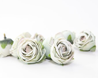 10 Gorgeous Small Roses in Soft Green - Artificial Flowers, Roses, Small Roses - ITEM 01507