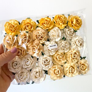 25-50 Tea Rose Mulberry Paper Flowers 40 mm CHOOSE COLOR Paper Roses, Mulberry Roses Peach, Blue, Earth, White, Rainbow, Purple, Red Yellow- 1570 -SAA068