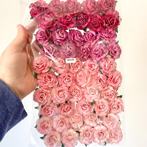 25-50 Tea Rose Mulberry Paper Flowers 40 mm CHOOSE COLOR Paper Roses, Mulberry Roses Peach, Blue, Earth, White, Rainbow, Purple, Red Pink - 1571 - SAA069