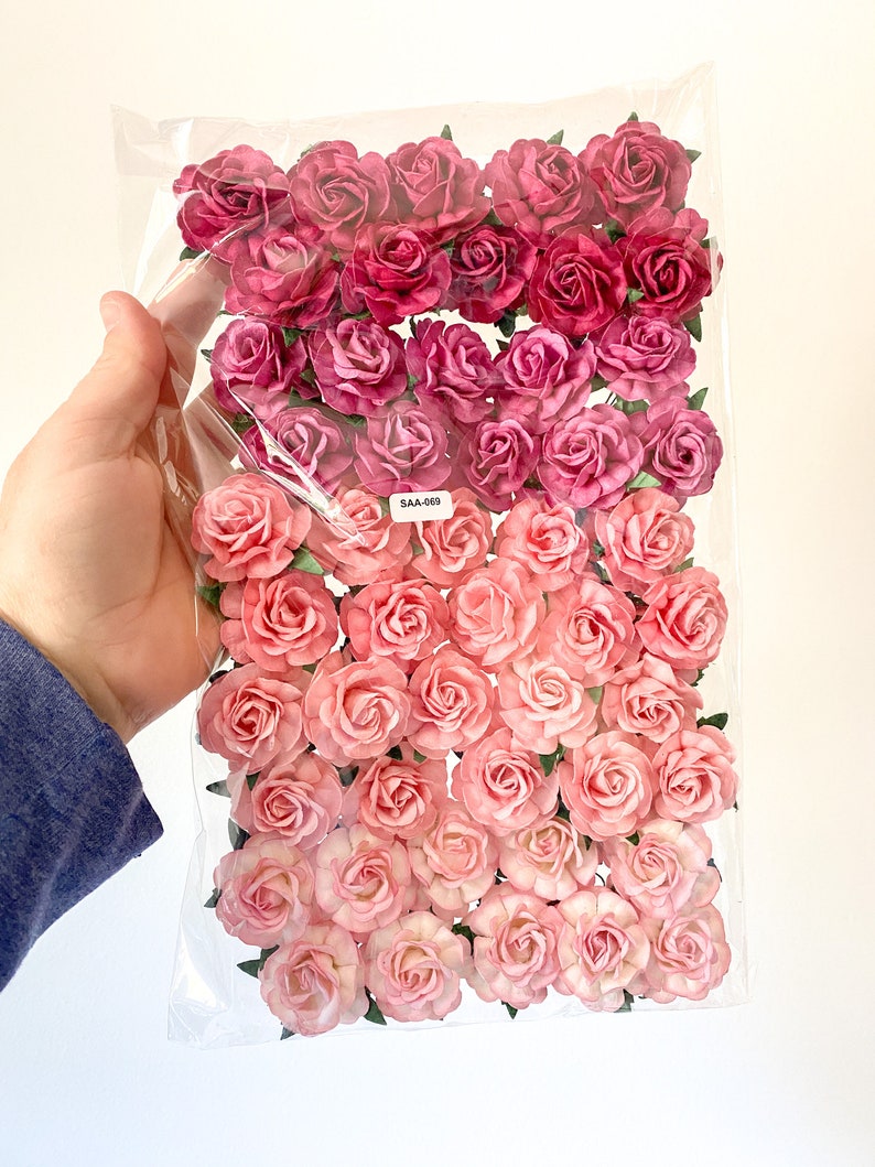 25-50 Tea Rose Mulberry Paper Flowers 40 mm CHOOSE COLOR Paper Roses, Mulberry Roses Peach, Blue, Earth, White, Rainbow, Purple, Red Pink - 1571 - SAA069
