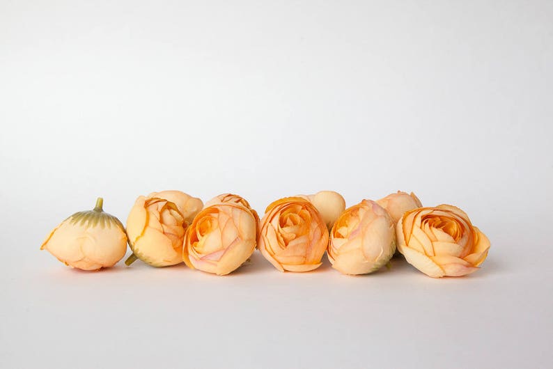 ITEM 01271 silk artificial flower 10 Small Ranunculus in Light Coral Orange