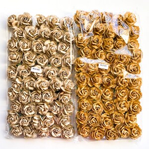 50 Small Wild Roses Mulberry Paper in Old Gold Vintage Mustard 30mm Paper Flowers, Paper Roses, Mulberry Roses Mustard ITEM 01376 image 4