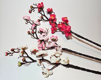 Beautiful Cherry Blossom on Branch 22"  - White - White/Pink - Pink - Artificial Flower - Choose One