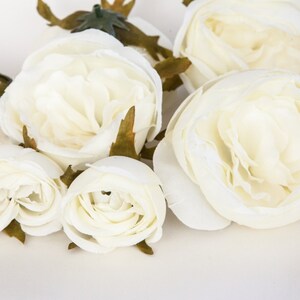 Set of 9 Small to Large Cabbage Roses in Ivory White Silk Artificial Flowers read description ITEM 01004 image 2