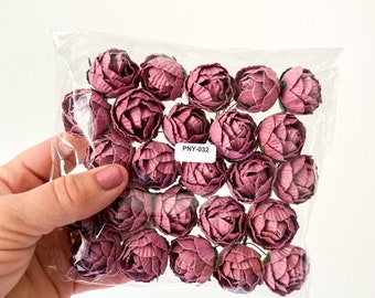 25 Mulberry Paper Ranunculus Buds in Plum Purple - Artificial Flowers, Paper Flowers, Paper Ranunculus - ITEM 01724