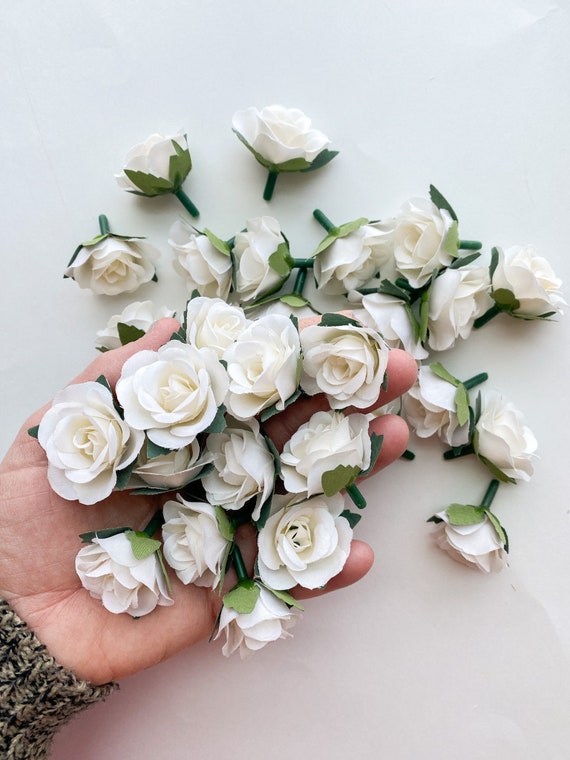 30 Mini Roses in White Ivory SMALL Artificial Roses, Mini Roses, Artificial  Flowers, Silk Flowers See Description ITEM 01229 