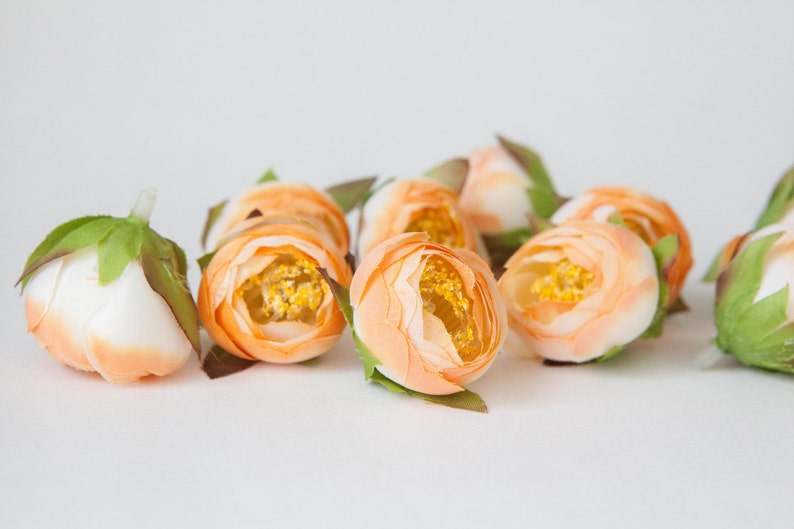 Outdoor Gardening Millinery Flower 10 Mini Ranunculus Buds In Orange And White Item 088 Flower Crown Supply Artificial Flowers Home Living